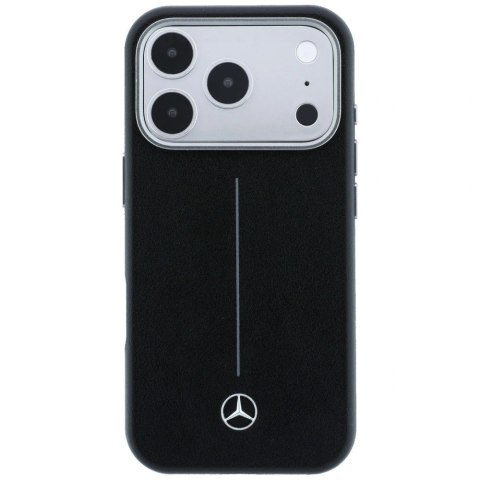 Etui Mercedes Leather Semi Wrap Iconic Line MagSafe na iPhone 17 Pro - czarne