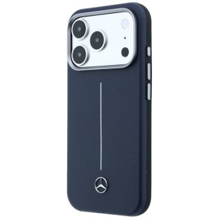 Etui Mercedes Leather Semi Wrap Iconic Line MagSafe na iPhone 17 Pro - granatowe