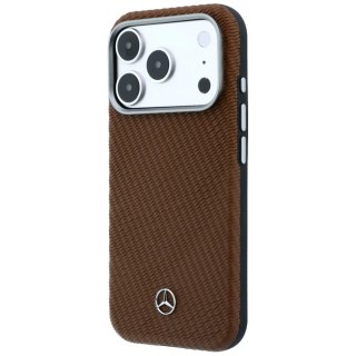 Etui Mercedes Leather Semi Wrap Wood Effect MagSafe na iPhone 17 Pro Max - brązowe