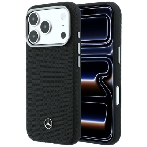Etui Mercedes Leather Semi Wrap Wood Effect MagSafe na iPhone 17 Pro Max - czarne