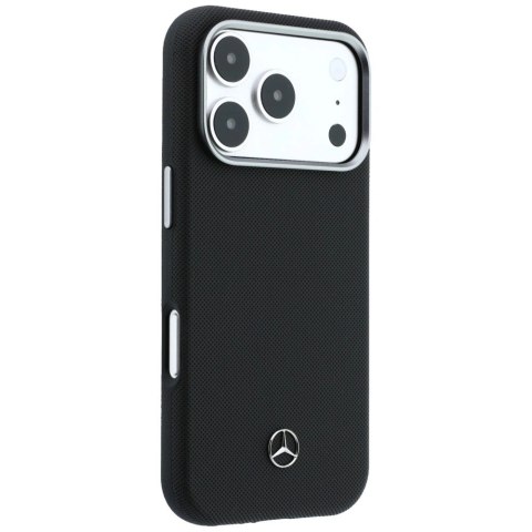 Etui Mercedes Leather Semi Wrap Wood Effect MagSafe na iPhone 17 Pro Max - czarne
