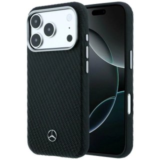 Etui Mercedes Leather Semi Wrap Wood Effect MagSafe na iPhone 17 Pro Max - czarne