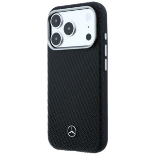 Etui Mercedes Leather Semi Wrap Wood Effect MagSafe na iPhone 17 Pro Max - czarne