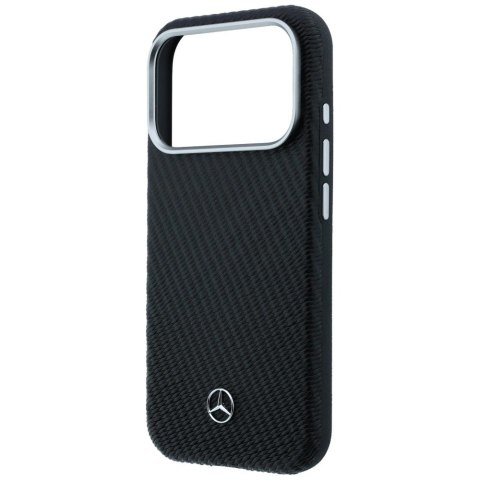 Etui Mercedes Leather Semi Wrap Wood Effect MagSafe na iPhone 17 Pro Max - czarne