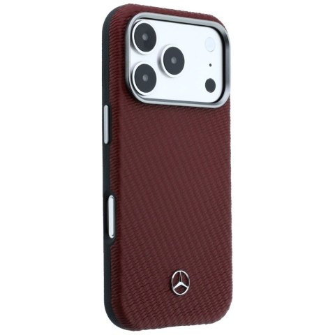 Etui Mercedes Leather Semi Wrap Wood Effect MagSafe na iPhone 17 Pro Max - czerwone