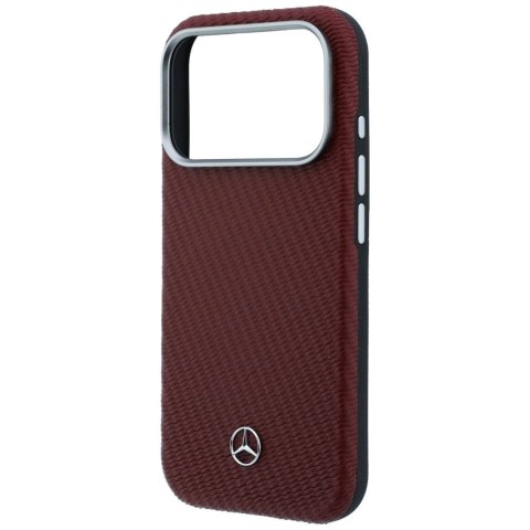 Etui Mercedes Leather Semi Wrap Wood Effect MagSafe na iPhone 17 Pro Max - czerwone