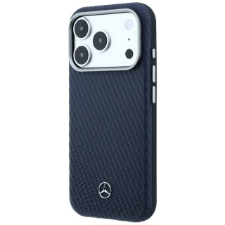 Etui Mercedes Leather Semi Wrap Wood Effect MagSafe na iPhone 17 Pro Max - granatowe