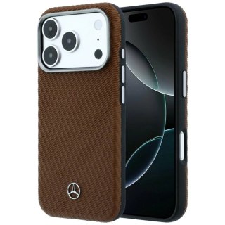 Etui Mercedes Leather Semi Wrap Wood Effect MagSafe na iPhone 17 Pro - brązowe