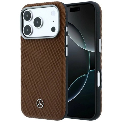 Etui Mercedes Leather Semi Wrap Wood Effect MagSafe na iPhone 17 Pro - brązowe