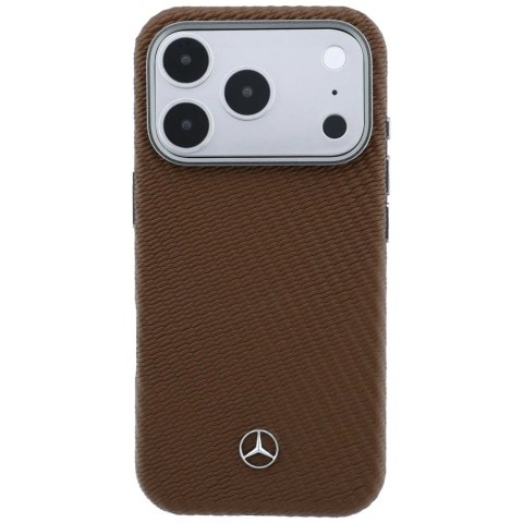 Etui Mercedes Leather Semi Wrap Wood Effect MagSafe na iPhone 17 Pro - brązowe
