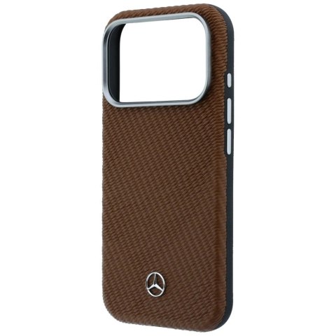 Etui Mercedes Leather Semi Wrap Wood Effect MagSafe na iPhone 17 Pro - brązowe