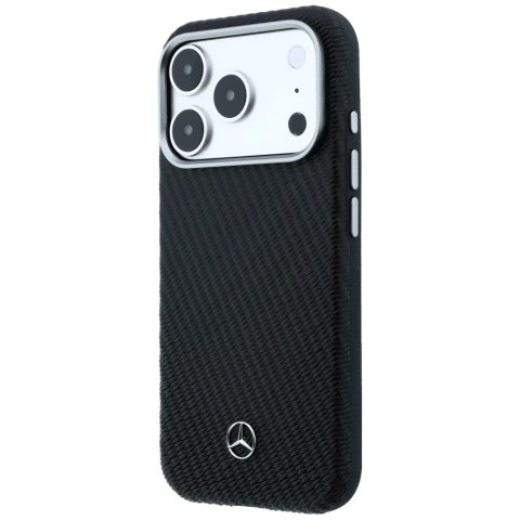 Etui Mercedes Leather Semi Wrap Wood Effect MagSafe na iPhone 17 Pro - czarne