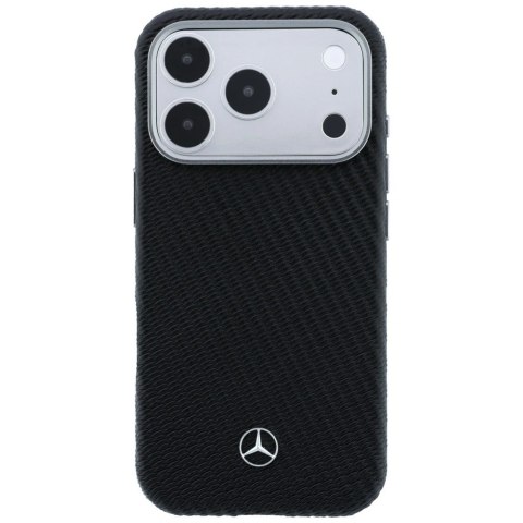Etui Mercedes Leather Semi Wrap Wood Effect MagSafe na iPhone 17 Pro - czarne