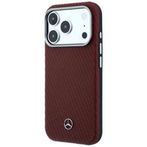 Etui Mercedes Leather Semi Wrap Wood Effect MagSafe na iPhone 17 Pro - czerwone