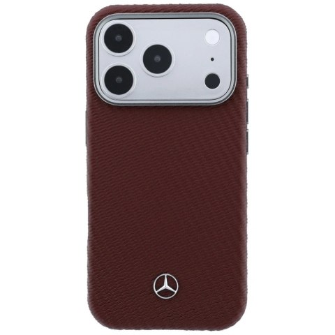 Etui Mercedes Leather Semi Wrap Wood Effect MagSafe na iPhone 17 Pro - czerwone