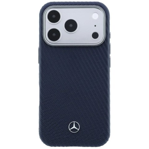 Etui Mercedes Leather Semi Wrap Wood Effect MagSafe na iPhone 17 Pro - granatowe
