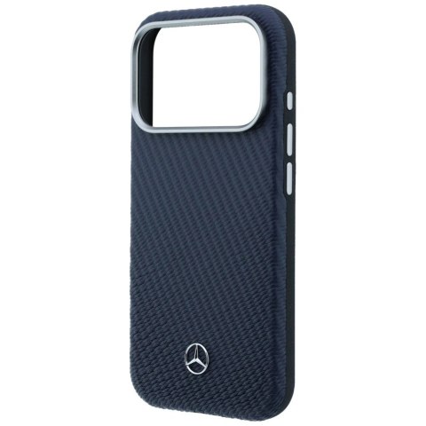 Etui Mercedes Leather Semi Wrap Wood Effect MagSafe na iPhone 17 Pro - granatowe