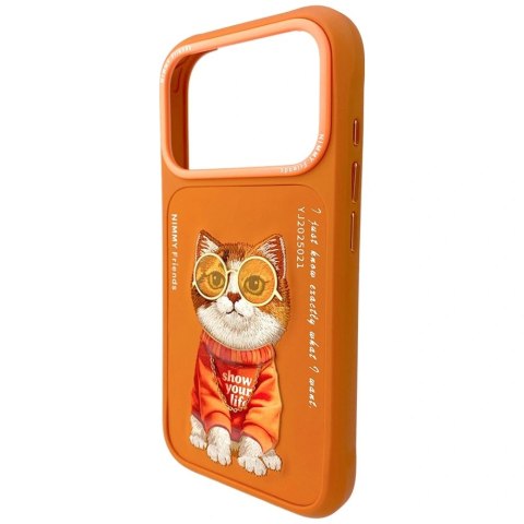 Etui Nimmy Glasses Cool Cat na iPhone 17 Pro - pomarańczowe