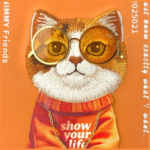 Etui Nimmy Glasses Cool Cat na iPhone 17 Pro - pomarańczowe