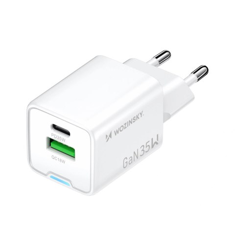 Ładowarka sieciowa Wozinsky WWC-35W GaN USB-A + USB-C - biała