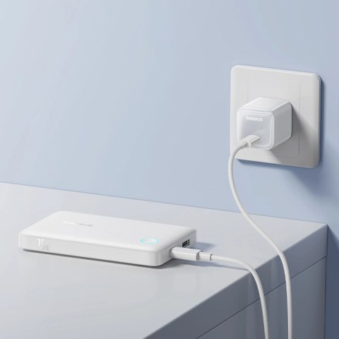 Powerbank Baseus EnerFill FP11 10000mAh 15W z białym kablem USB-C 20V/3A 30cm - biały