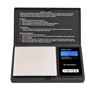 Waga jubilerska Wozinsky WDW-1000 200g 0,01g precyzyjna podświetlana - czarna