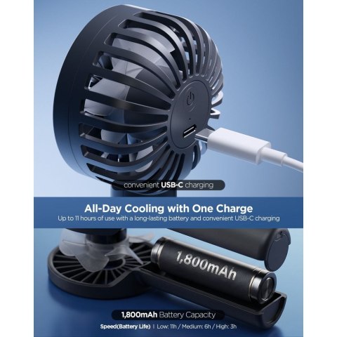 SPIGEN A905 MINI PORTABLE HANDHELD FAN BLACK