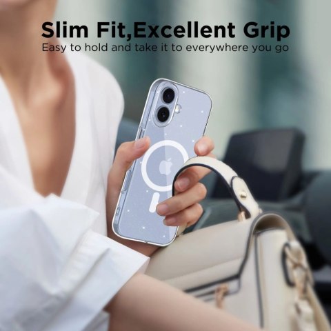 Etui Tech-Protect FlexAir MagSafe na iPhone 17- przezroczysto-brokatowe