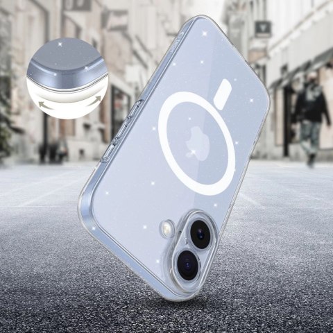 Etui Tech-Protect FlexAir MagSafe na iPhone 17- przezroczysto-brokatowe