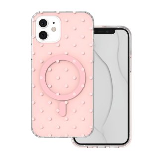 Nakładka Bubble Dots Mag do iPhone 12 / 12 Pro 6,1" różowa