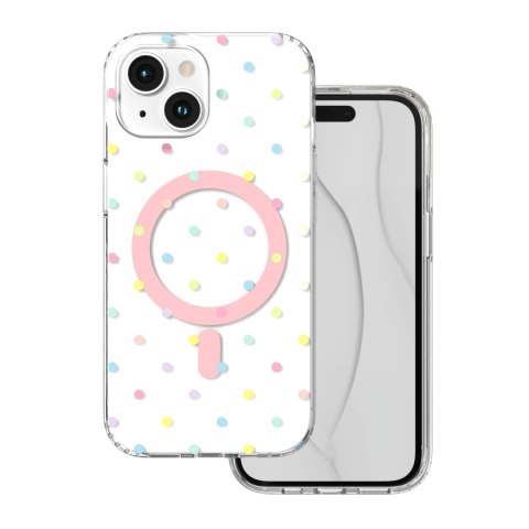 Nakładka Bubble Dots Mag do iphone 15 6,1" biała