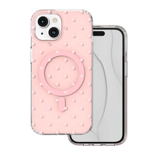 Nakładka Bubble Dots Mag do iphone 15 6,1" różowa