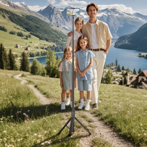 Selfie stick Acefast E31 z automatycznym błyskawicznym rozkładaniem - czarny