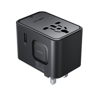 Adapter podróżny Acefast Z8 GaN 45W podróżna ładowarka sieciowa 3x USB-C + 2x USB-A z gniazdkiem AC 2500W - czarna