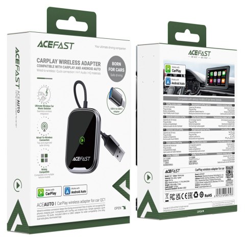 Adapter samochodowy Acefast QC1 bezprzewodowy - szary