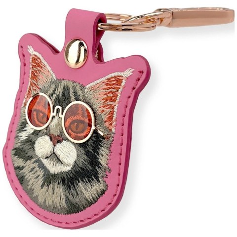 Etui Nimmy Glasses Cool and Cute Cat na lokalizator - różowe