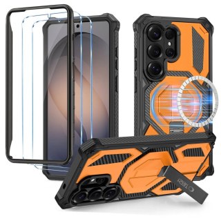 Etui Tech-Protect MagBlast MagSafe + szkło hartowane 2-Pack na Samsung Galaxy S26 Ultra - czarno-pomarańczowe