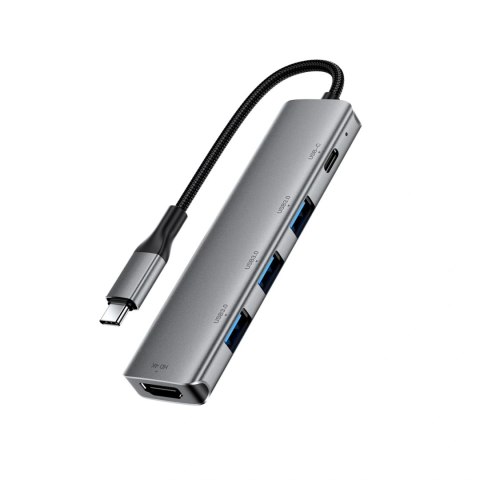 Hub USB Acefast J16 stacja dokująca USB-C 5w1 HDMI 4K 60Hz PD90W - szara