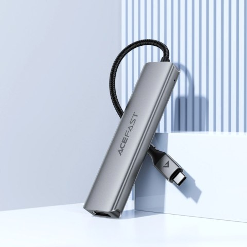 Hub USB Acefast J16 stacja dokująca USB-C 5w1 HDMI 4K 60Hz PD90W - szara