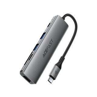 Hub USB Acefast J18 stacja dokująca USB-C 6w1 HDMI 4K 60Hz PD90W - szara