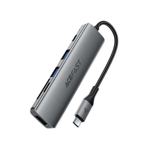 Hub USB Acefast J18 stacja dokująca USB-C 6w1 HDMI 4K 60Hz PD90W - szara