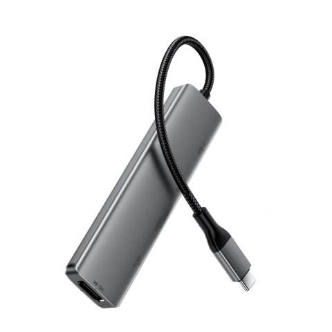Hub USB Acefast J18 stacja dokująca USB-C 6w1 HDMI 4K 60Hz PD90W - szara
