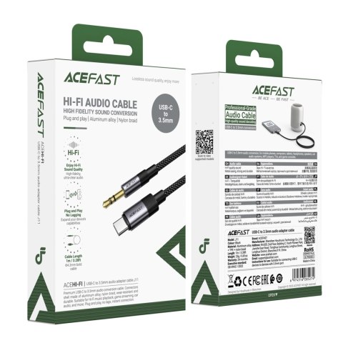 Kabel Acefast J11 USB-C do mini jack 3.5mm 1m - czarny
