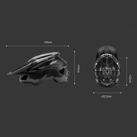 Kask rowerowy Rockbros LK-99 na rower górski z regulowanym daszkiem i zapięciem magnetycznym 58-62 cm - czarny
