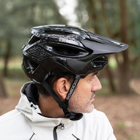 Kask rowerowy Rockbros LK-99 na rower górski z regulowanym daszkiem i zapięciem magnetycznym 58-62 cm - czarny