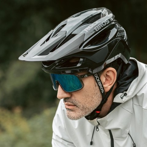 Kask rowerowy Rockbros LK-99 na rower górski z regulowanym daszkiem i zapięciem magnetycznym 58-62 cm - czarny