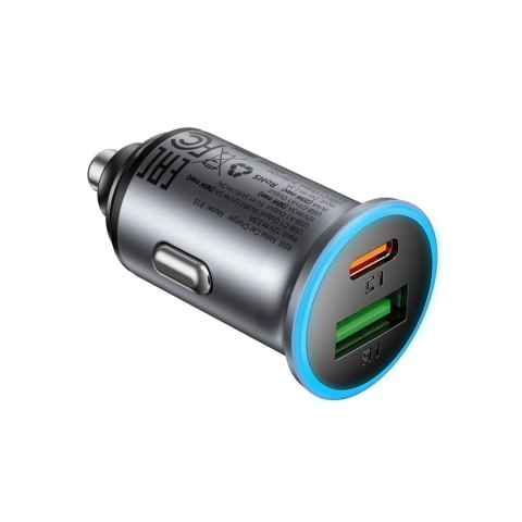 Ładowarka samochodowa Acefast B15 65W USB-A + USB-C - szara