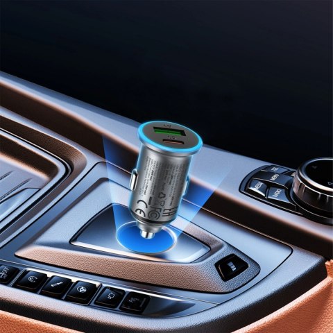 Ładowarka samochodowa Acefast B15 65W USB-A + USB-C - szara