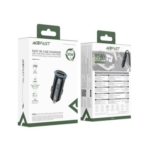 Ładowarka samochodowa Acefast B16 95W USB-A + USB-C - szara