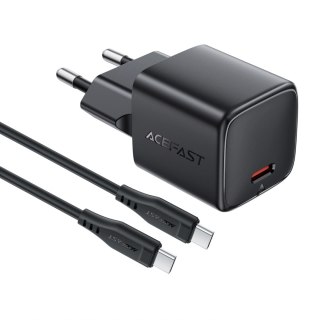 Ładowarka sieciowa Acefast A118 30W GaN USB-C z kablem USB-C - USB-C 1.2m - czarna